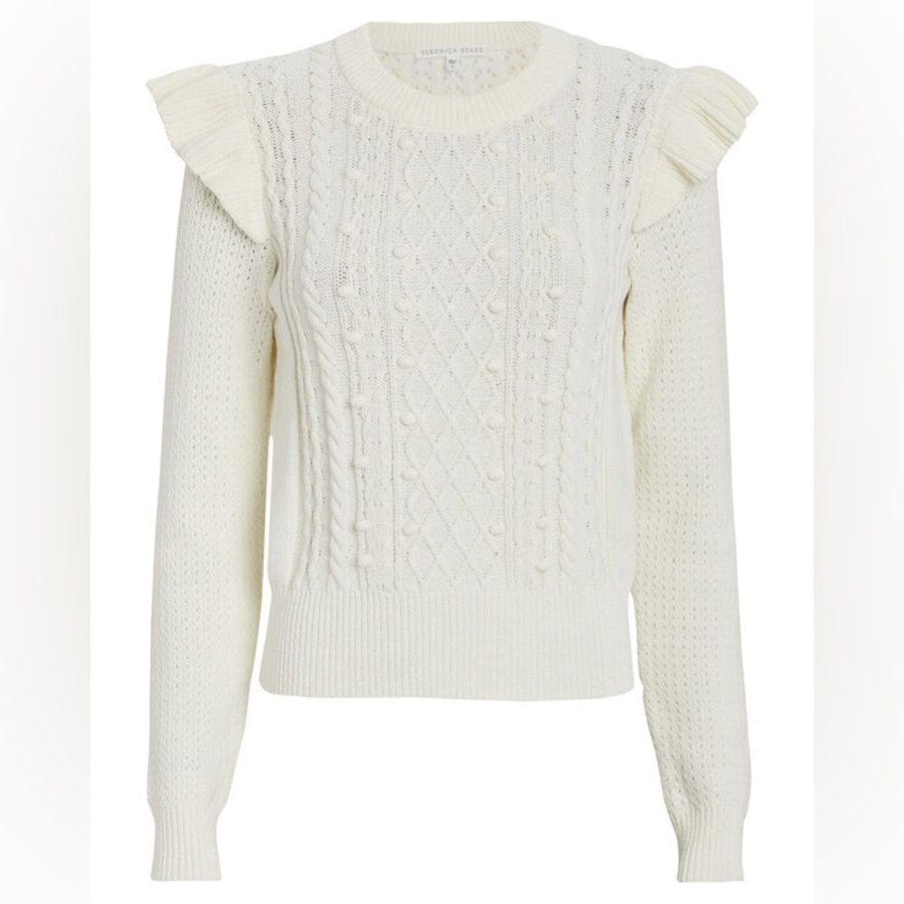 Veronica Beard | Earl Ruffled Cable Knit Sweater (S)